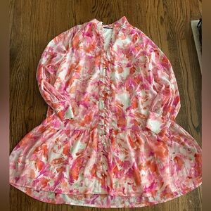 Pink Floral Long Sleeve Dress Size L